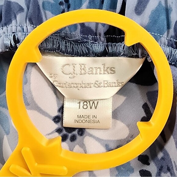 Vintage C. J. Banks Skirt Women's 18W Christopher & Banks Blue Floral On-Knee - Picture 3 of 7